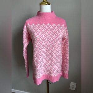 Olsen Beaumwolle cotton German Pink Patterned Mock-Neck Cora relaxed fit Sweater